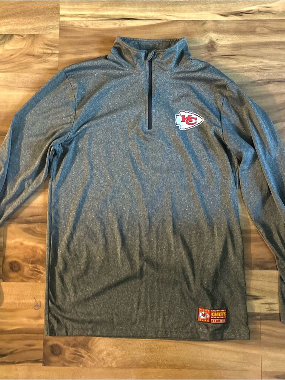 NFL Kansas City Chiefs Gray 1/4 Zip Long Sleeve Pullover